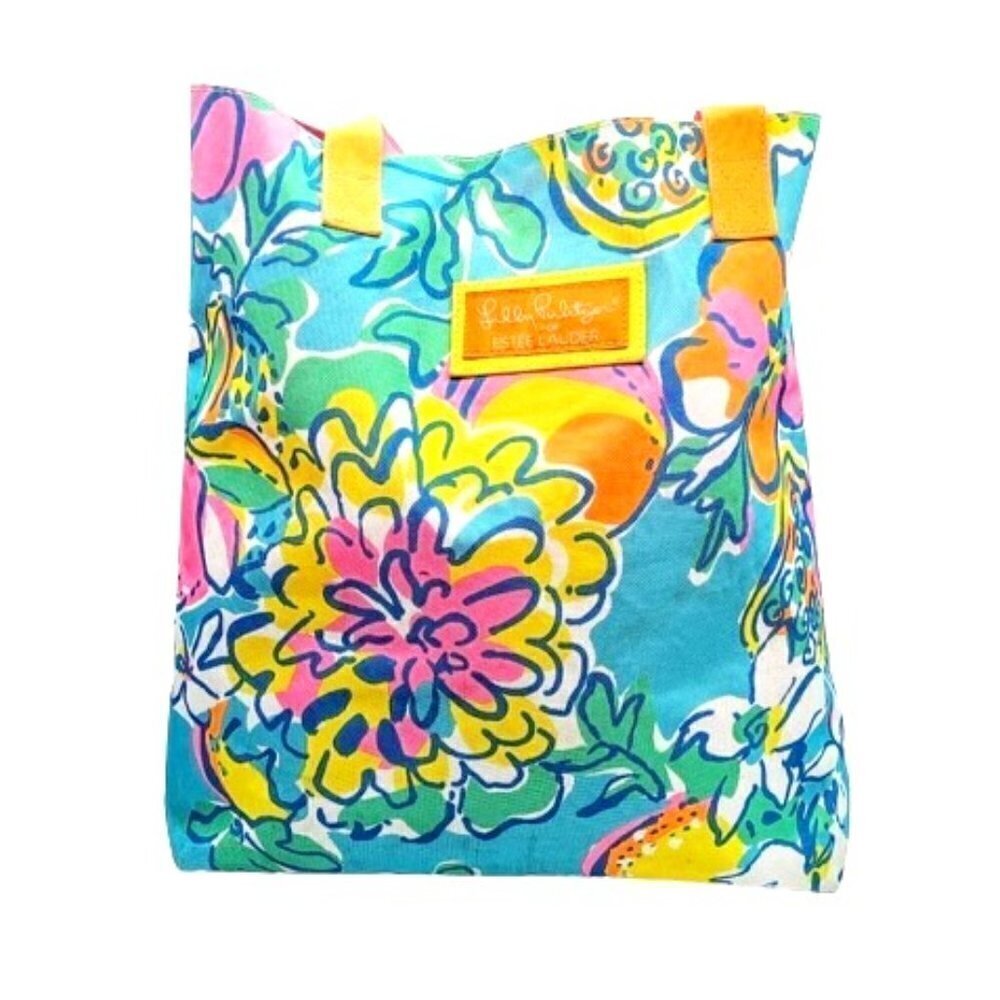 Lilly Pulitzer for Estee Lauder Floral Cotton Canvas Tote Bag